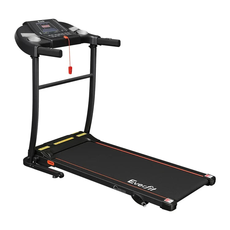 Everfit black treadmill with digital display and safety key for home fitness workouts