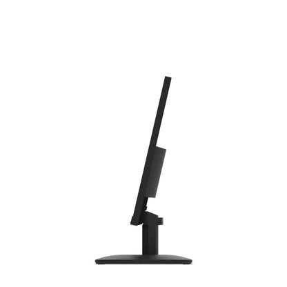 Slim black computer monitor with modern stand, sleek design for home or office use