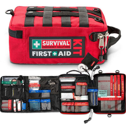 Coated 600D Oxford polyester first aid kit with reinforced stitching and strong zippers