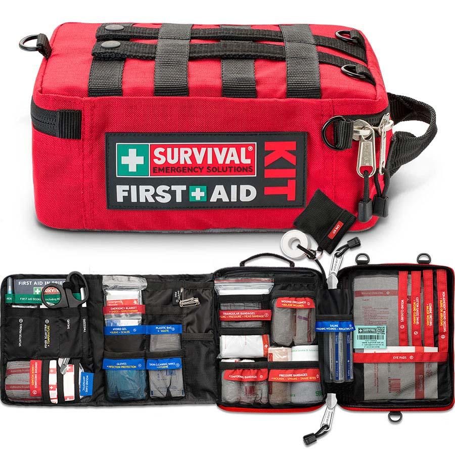 Expandable marine first aid kit with empty module bag for personal medications