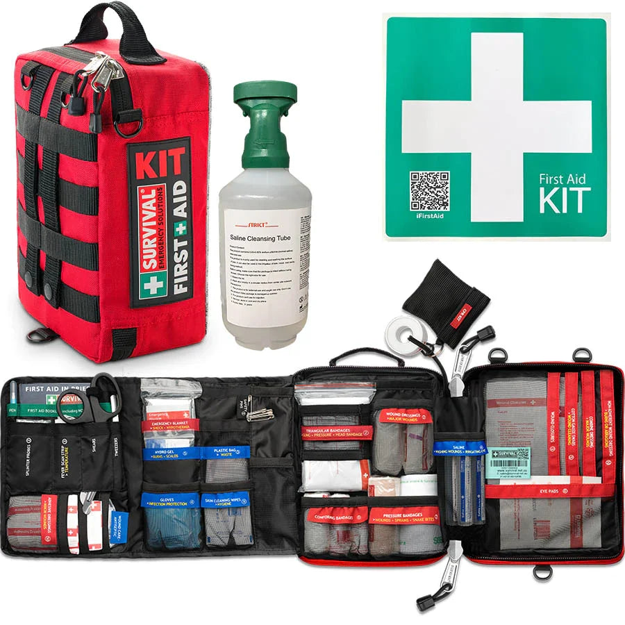 SURVIVAL Heavy Vehicle First Aid Bundle with a Workplace First Aid Kit, saline and vehicle sticker
