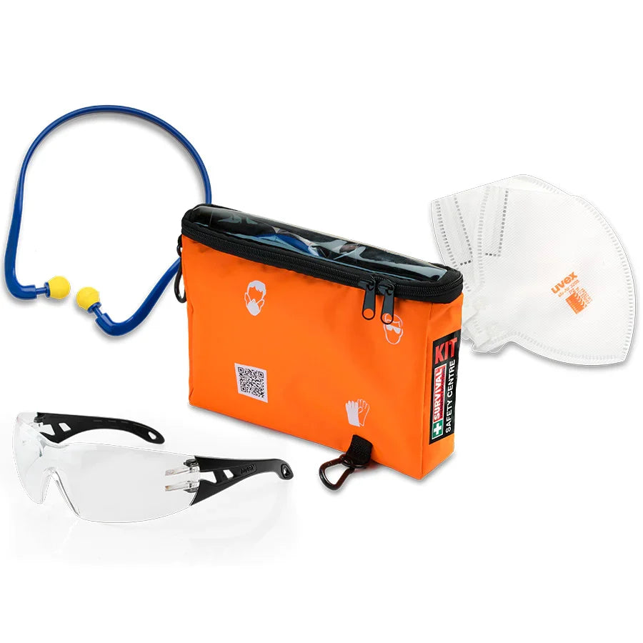 SURVIVAL Safety Centre First Aid Kit with UVEX Pheos safety glasses, UVEX P2 face mask and earplugs