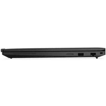 Black laptop side view showing ports and slim profile for home or office use