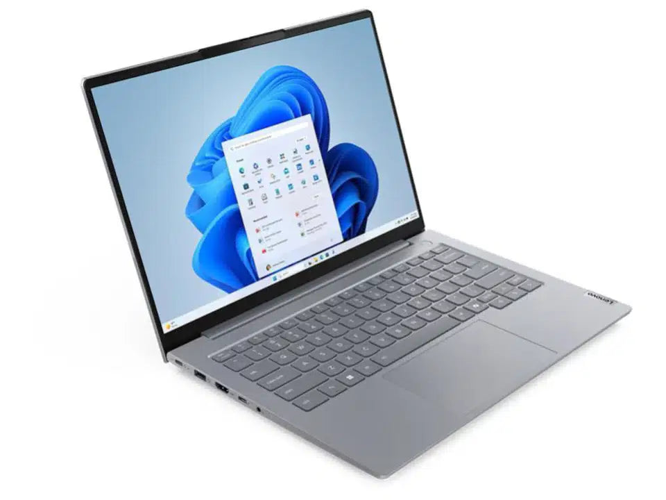 Sleek gray laptop with Windows 11 interface, ideal for everyday use and productivity tasks.