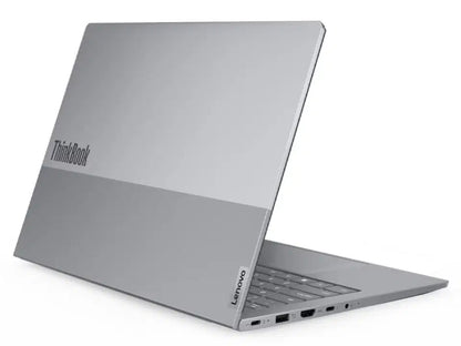 Silver Lenovo ThinkBook laptop with sleek design and visible ports