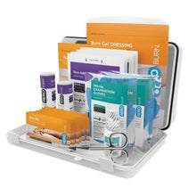 Weatherproof white plastic case measuring 24.5 x 24.5 x 7.5 cm protects contents from dust and moisture
