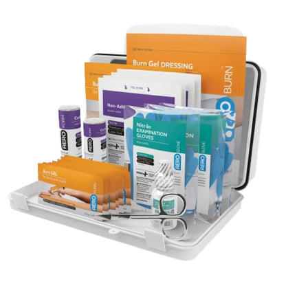 Weatherproof white plastic case measuring 24.5 x 24.5 x 7.5 cm protects contents from dust and moisture