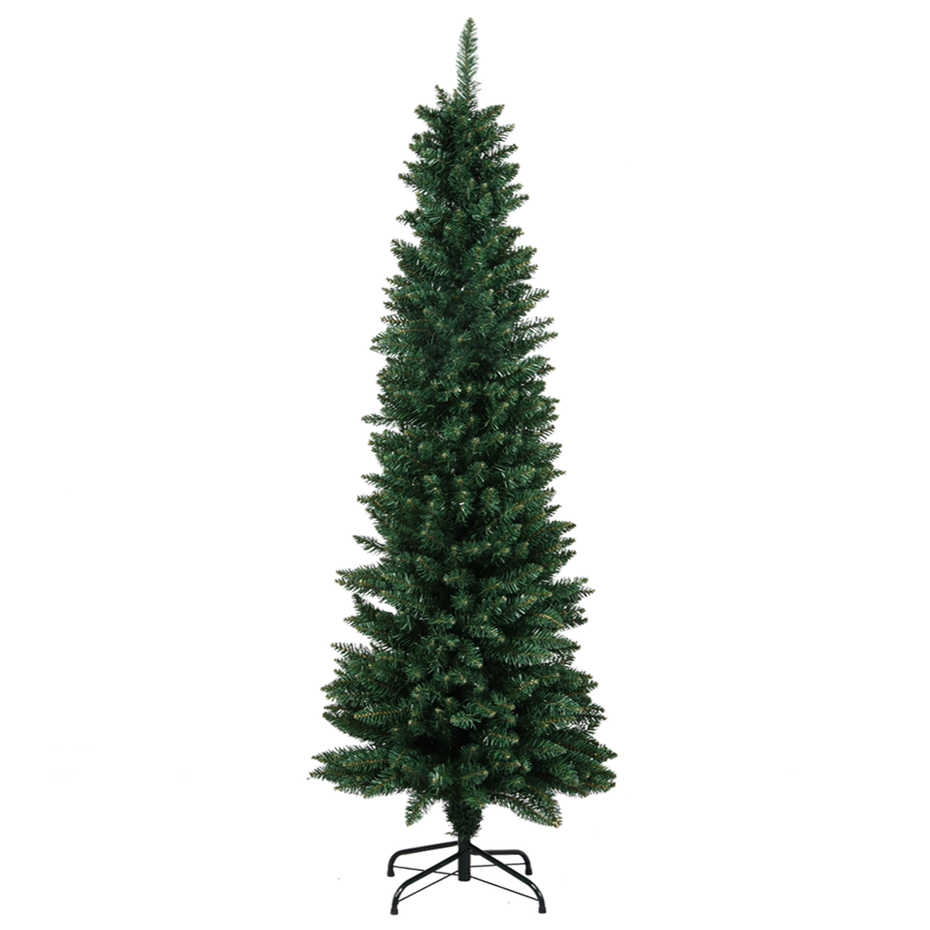 Santaco 1.8m Pencil Christmas Tree 600 Tips Slim Artificial Green