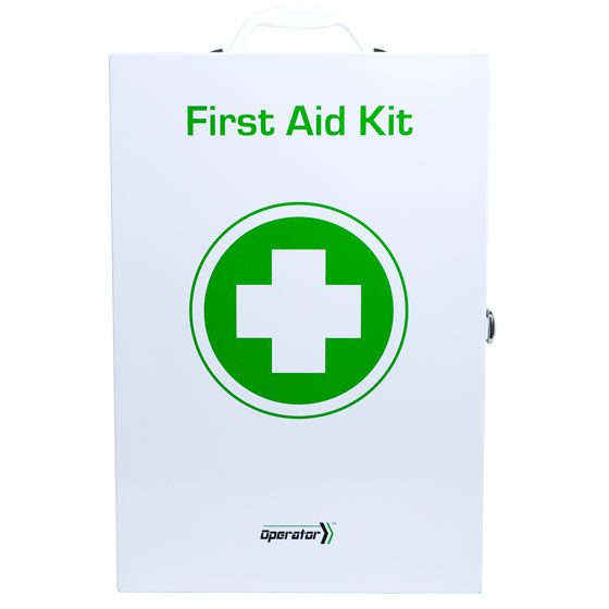 Food industry first aid kit contents including visual plasters, conforming bandages and eye wash ampoules
