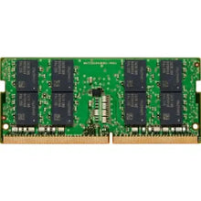 Green laptop RAM module with eight black memory chips and gold connector pins