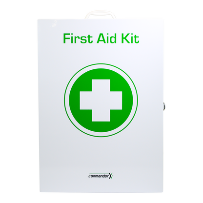 Labelled compartments of an AS2675-1983 compliant workplace first aid cabinet by Aero Healthcare