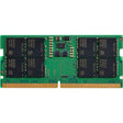 Laptop DDR4 RAM module with green PCB and black memory chips