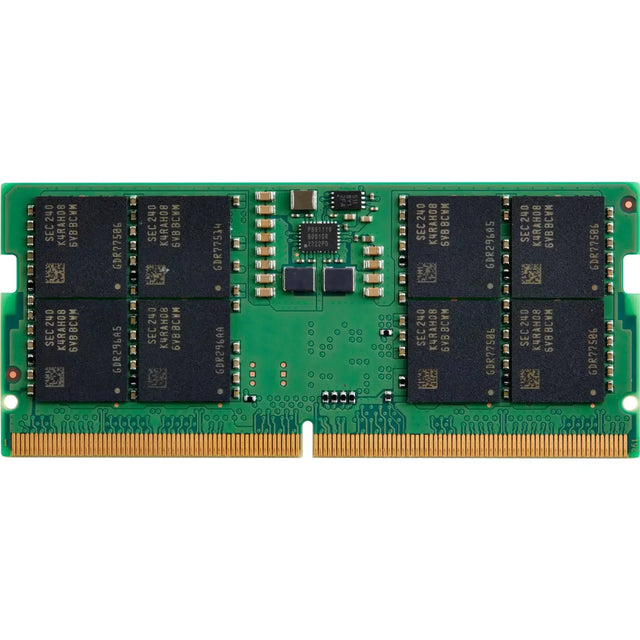 Laptop DDR4 RAM module with green PCB and black memory chips