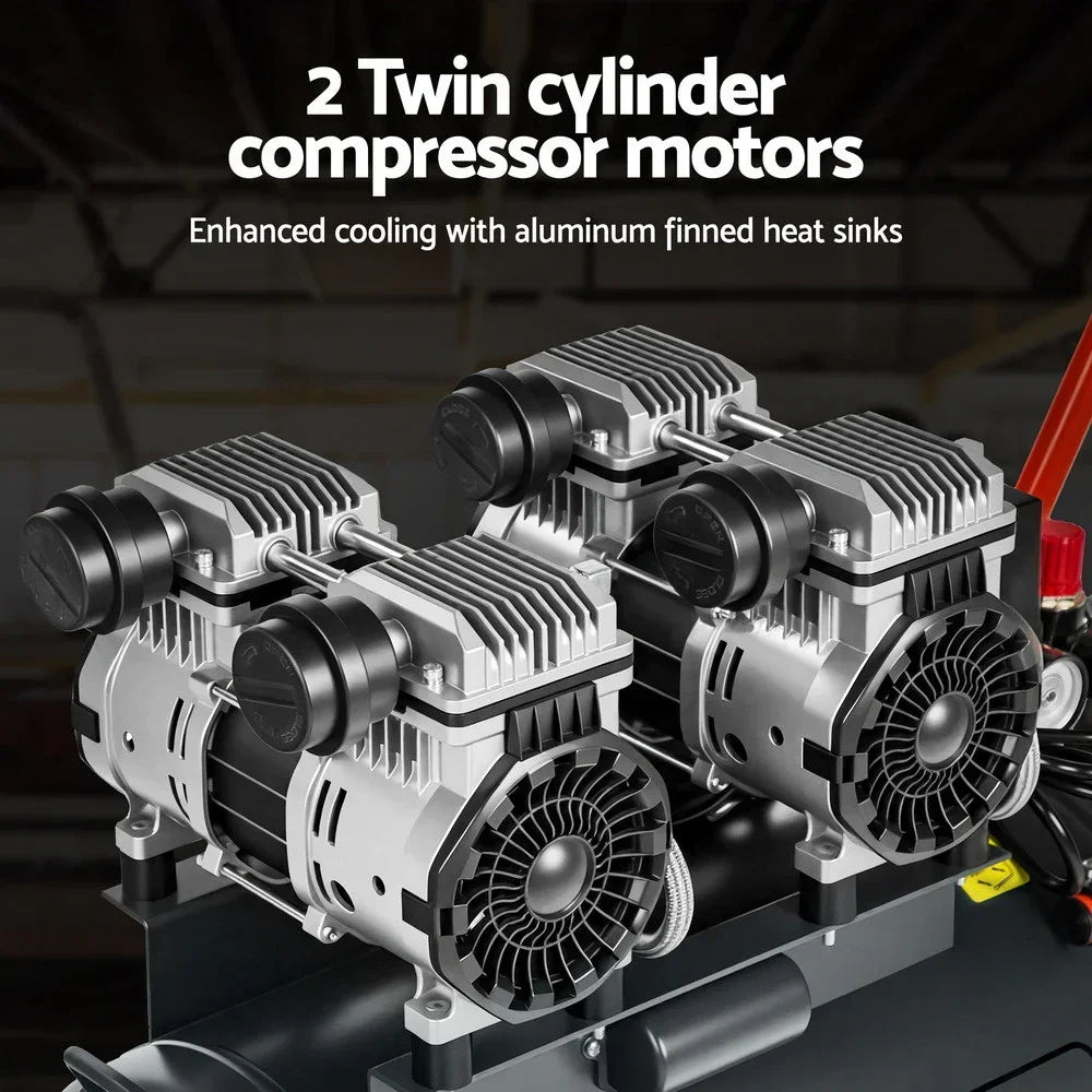 Twin cylinder compressor motors with aluminum heat sinks for enhanced cooling