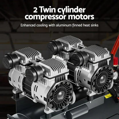 Twin cylinder compressor motors with aluminum heat sinks for enhanced cooling