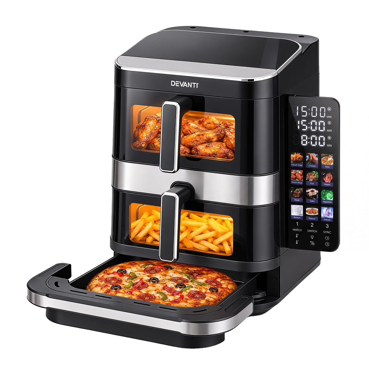 Devanti 12L Dual Basket Air Fryer & Pizza Maker - view 2