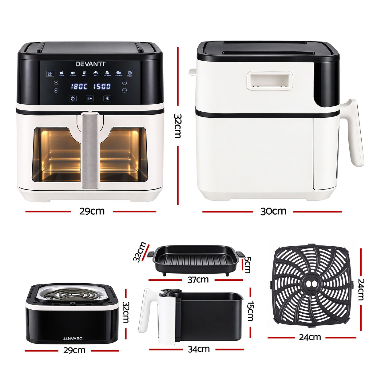 Devanti 8L air fryer digital touch control panel