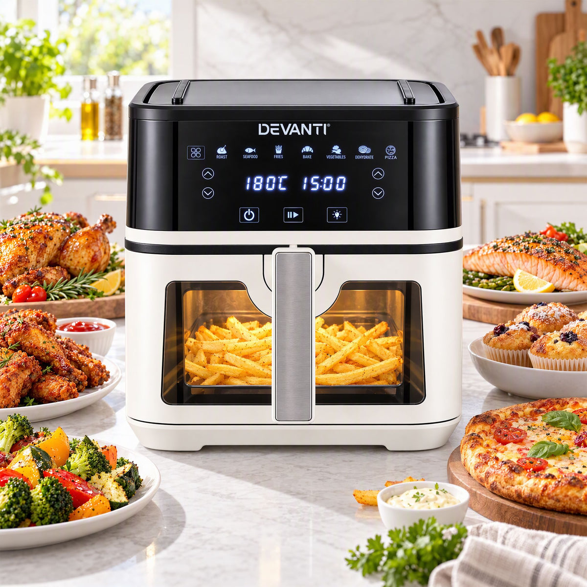 Devanti 8L 2 in 1 air fryer and open grill, 1650W