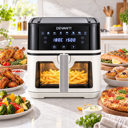 Devanti 8L 2 in 1 air fryer and open grill, 1650W