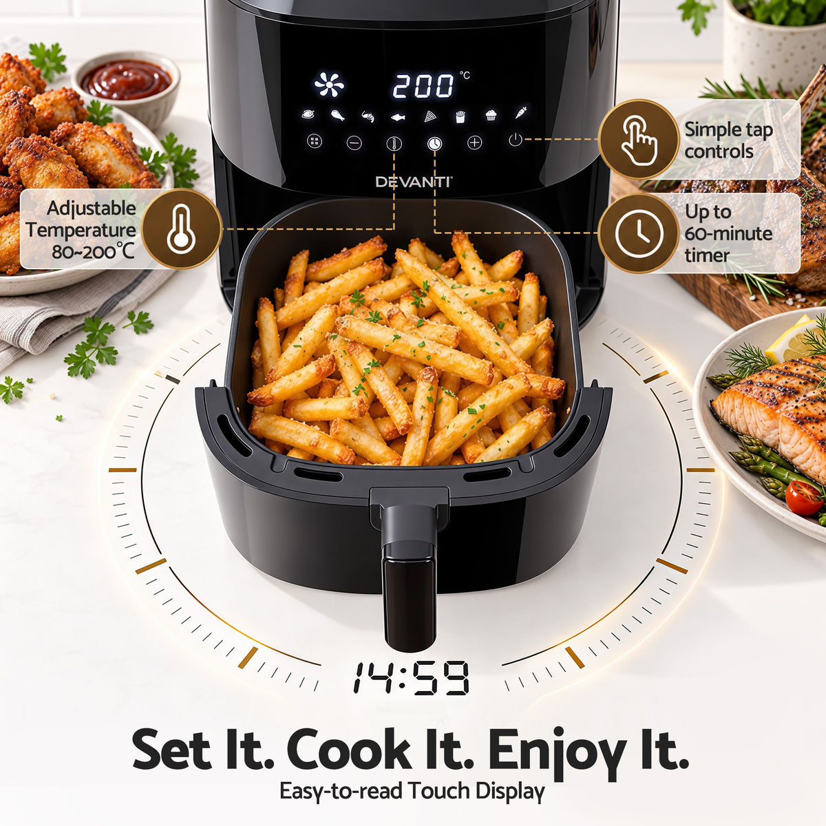 Devanti 6.5L Digital Air Fryer 1700W - 8 Presets - view 5