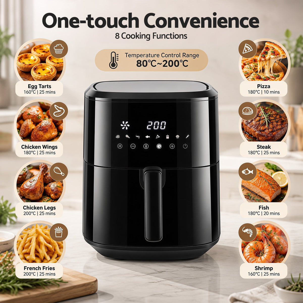 Devanti 6.5L Digital Air Fryer 1700W - 8 Presets - view 6