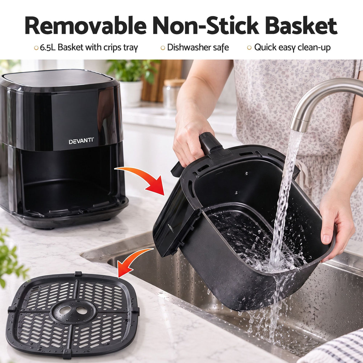 Devanti 6.5L Digital Air Fryer 1700W - 8 Presets - view 9