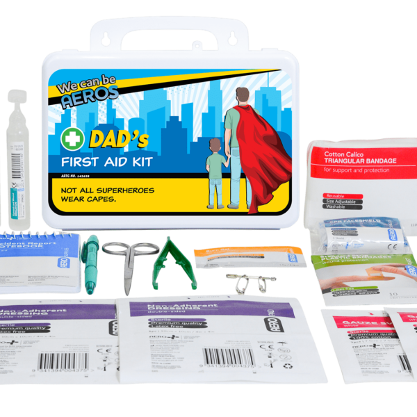 Tough weatherproof plastic first aid case, wall mountable and compact enough for a car, boat, caravan or office