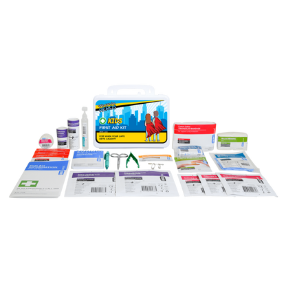 Kids 2 Series waterproof first aid kit in a tough weatherproof case for treating cuts, burns and sprains