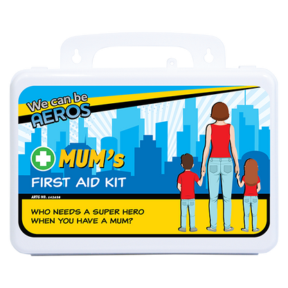 MUM'S 2 Series waterproof first aid kit in a 21 x 7.5 x 13 cm weatherproof, wall-mountable case