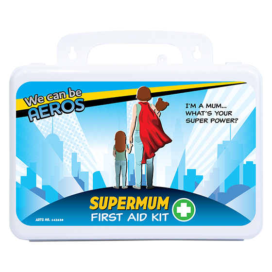 Water and dust resistant plastic first aid case, wall mountable for kitchen or bathroom and portable for travel
