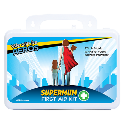 Water and dust resistant plastic first aid case, wall mountable for kitchen or bathroom and portable for travel