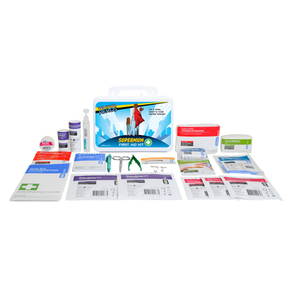 SUPERMUM 2 Series waterproof first aid kit with 12 essential items for everyday family injuries
