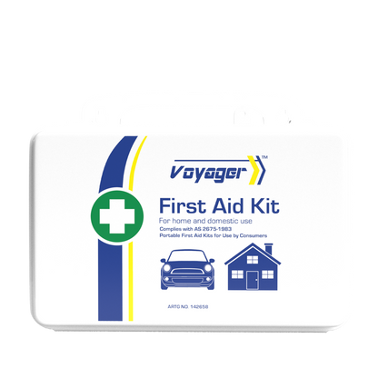 VOYAGER 2 Series waterproof first aid kit in a hard plastic case, stocked for minor cuts, grazes and wound care