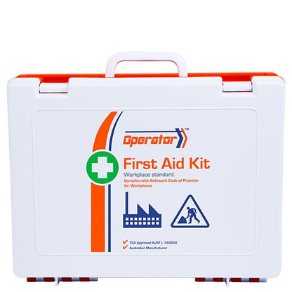 Aero Healthcare OPERATOR 5 Series impact-resistant plastic first aid case, 34.5 x 10 x 26.5 cm with carry handle