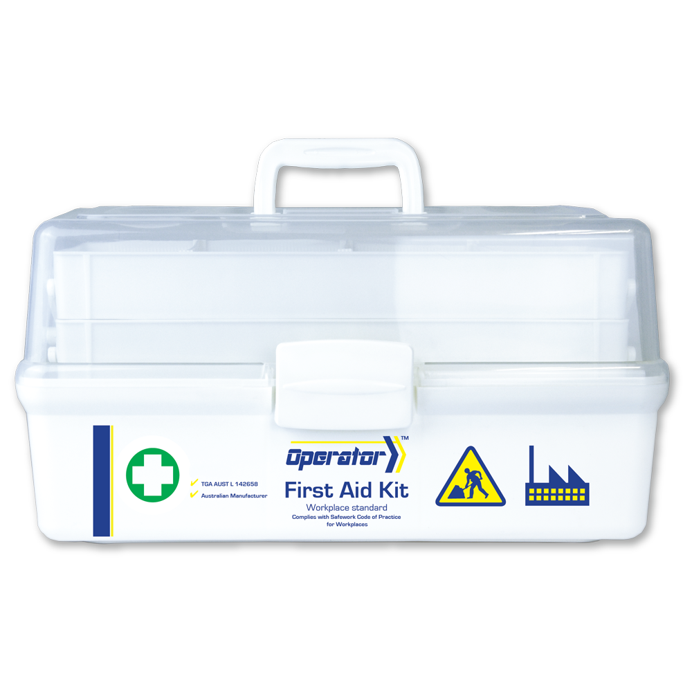 Aero Healthcare tacklebox first aid kit with over 30 line items for industrial and construction sites