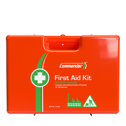 Impact resistant rugged plastic first aid case, 43 x 14.5 x 30.5 cm, from the Aero Healthcare COMMANDER range