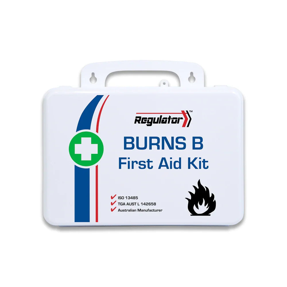 REGULATOR Burns B kit contents: 16 burn gel sachets, 4 burn gel dressings and 6 PE burn sheets