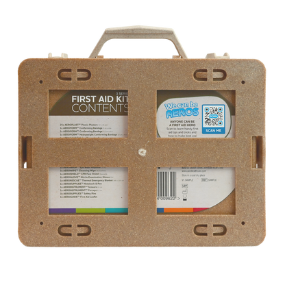 Eco First Aid Kit fully stocked with clinical-grade wound care supplies and a detailed first aid guide