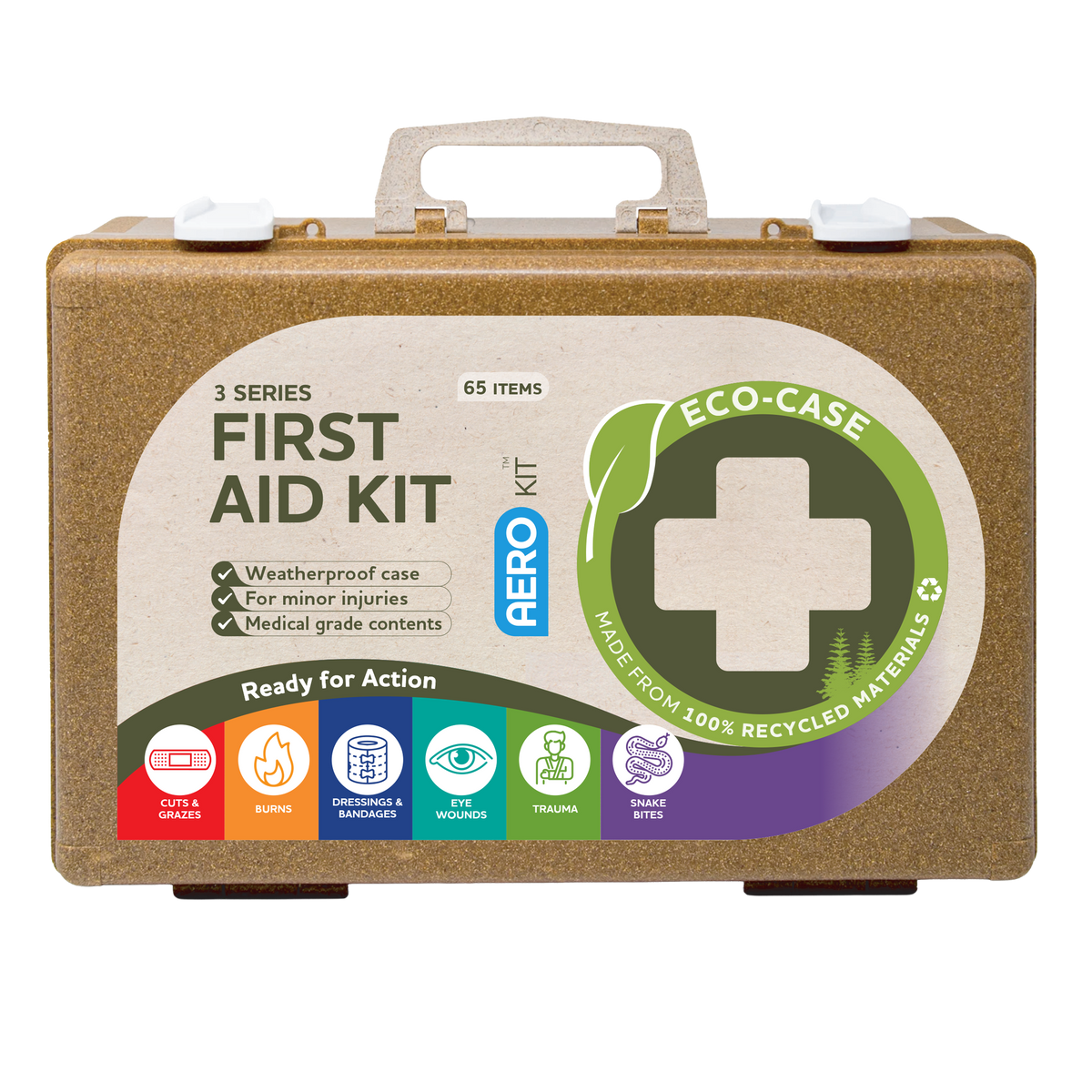 Eco First Aid Kit by Aero Healthcare in a waterproof 25 x 19 x 9cm ECO-CASE