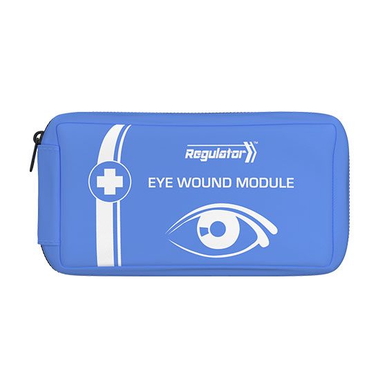 MODULATOR Blue Eye Wound Module, blue colour-coded soft pack holding 6 targeted eye care first aid items