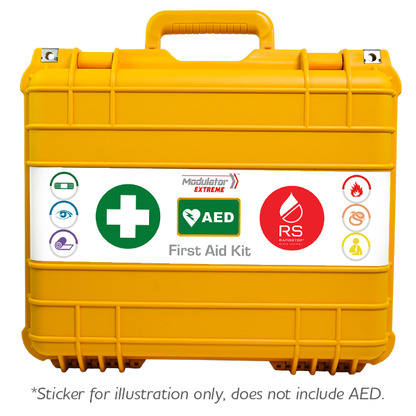 Lockable impact-resistant IP67 case with foam cut-out for a HeartSine AED, sold separately