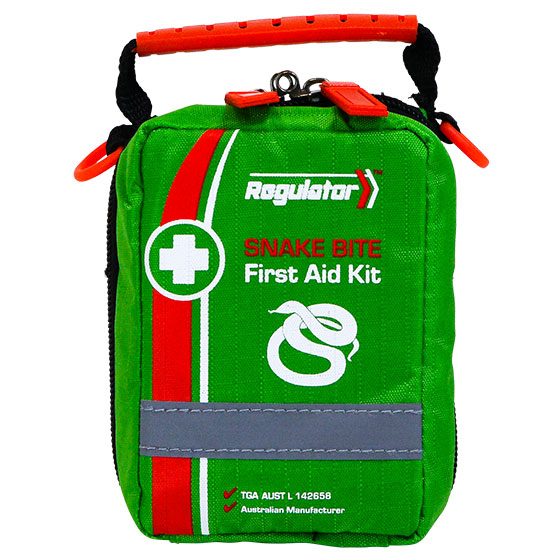 REGULATOR snake bite kit contents: two 10 cm x 4 m indicator bandages, triangular bandage and dressing