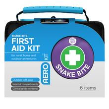 Black snake bite first aid kit softpack with belt loop, easy-pull zippers and reflective strip