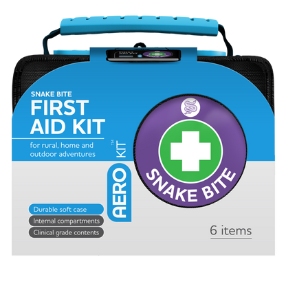 Black snake bite first aid kit softpack with belt loop, easy-pull zippers and reflective strip