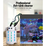 External aquarium filter connected to fish tank, effective water filtration system