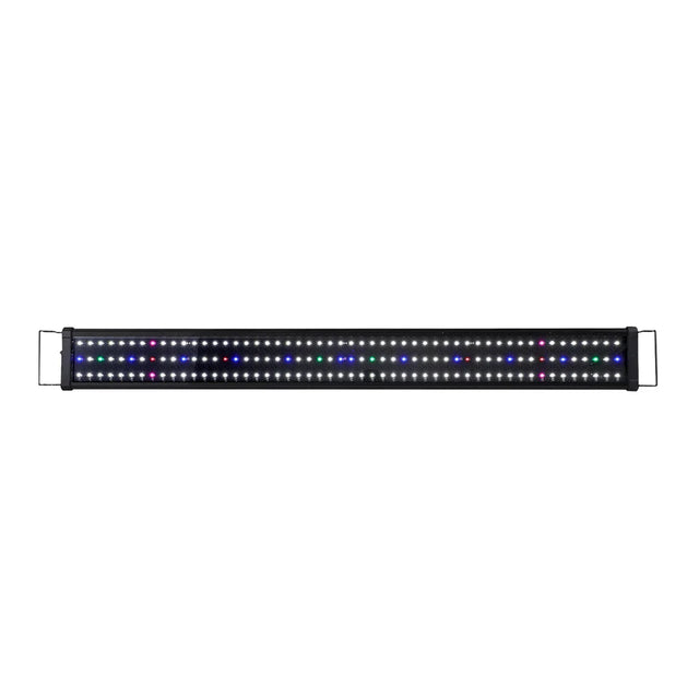 Rectangular LED aquarium light bar with multicolor bulbs on white background