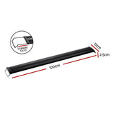 Black aquarium LED light bar, 120cm length, adjustable by 10cm, with labeled measurements.