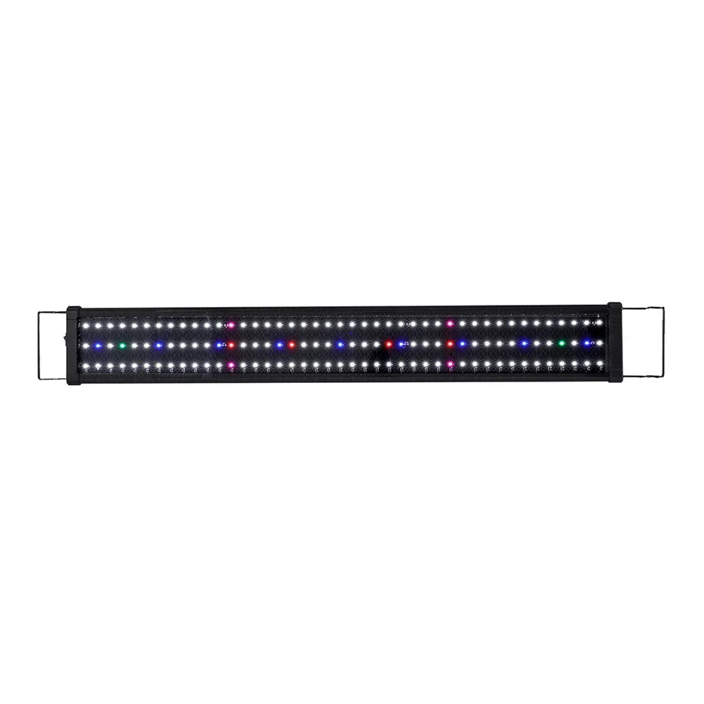 Rectangular LED aquarium light bar with multicolor LEDs and adjustable metal brackets