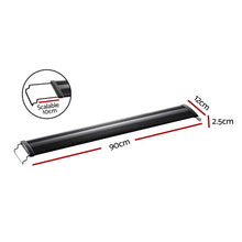 Black LED aquarium light with 90cm length, 12cm width, 2.5cm height, 10cm scalable ends