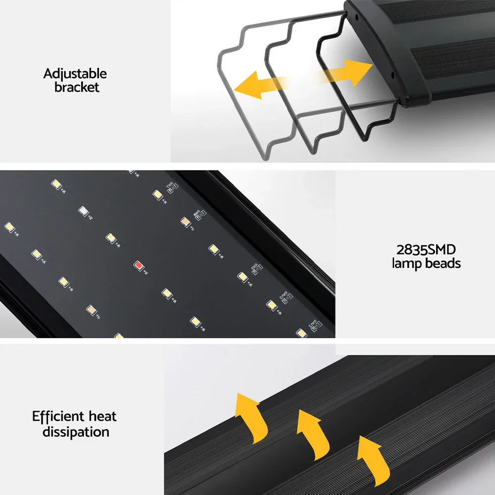 LED aquarium light with adjustable bracket, 2835 SMD lamp beads, efficient heat dissipation